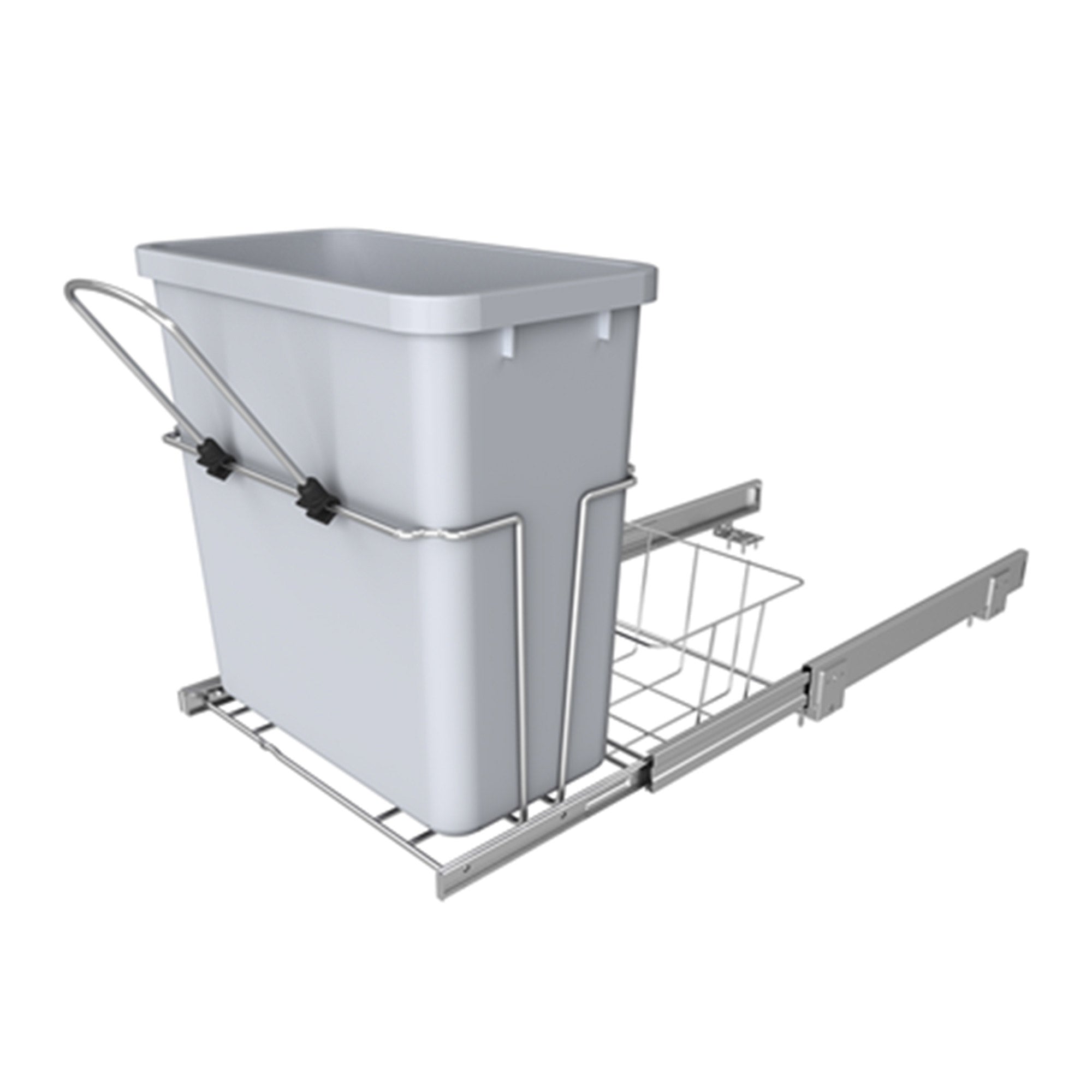 Rev-A-Shelf 20 qt. Universal Waste Container with Rear Basket, RUKD-1420RB-1 - VMInnovations