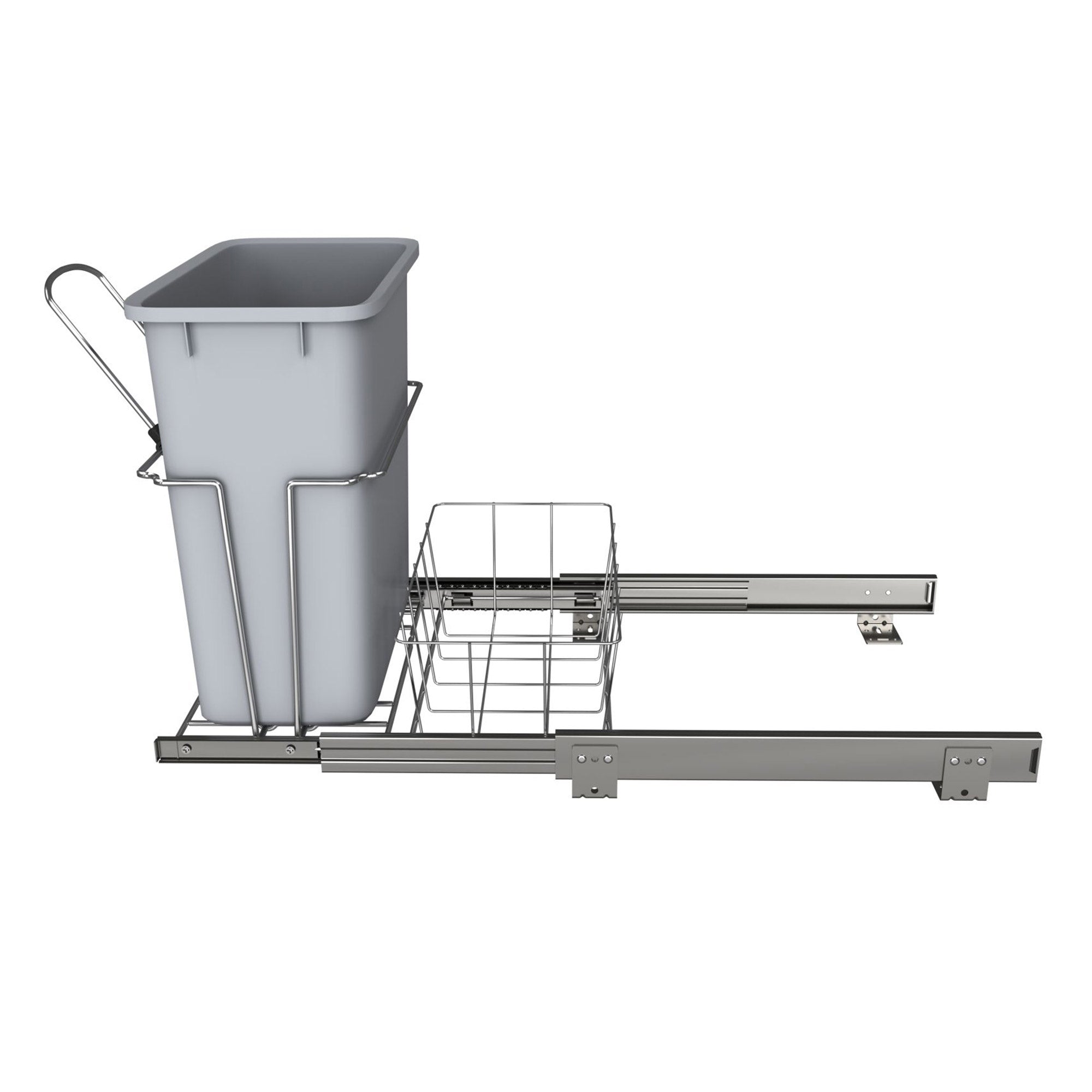 Rev-A-Shelf 20 qt. Universal Waste Container with Rear Basket, RUKD-1420RB-1 - VMInnovations