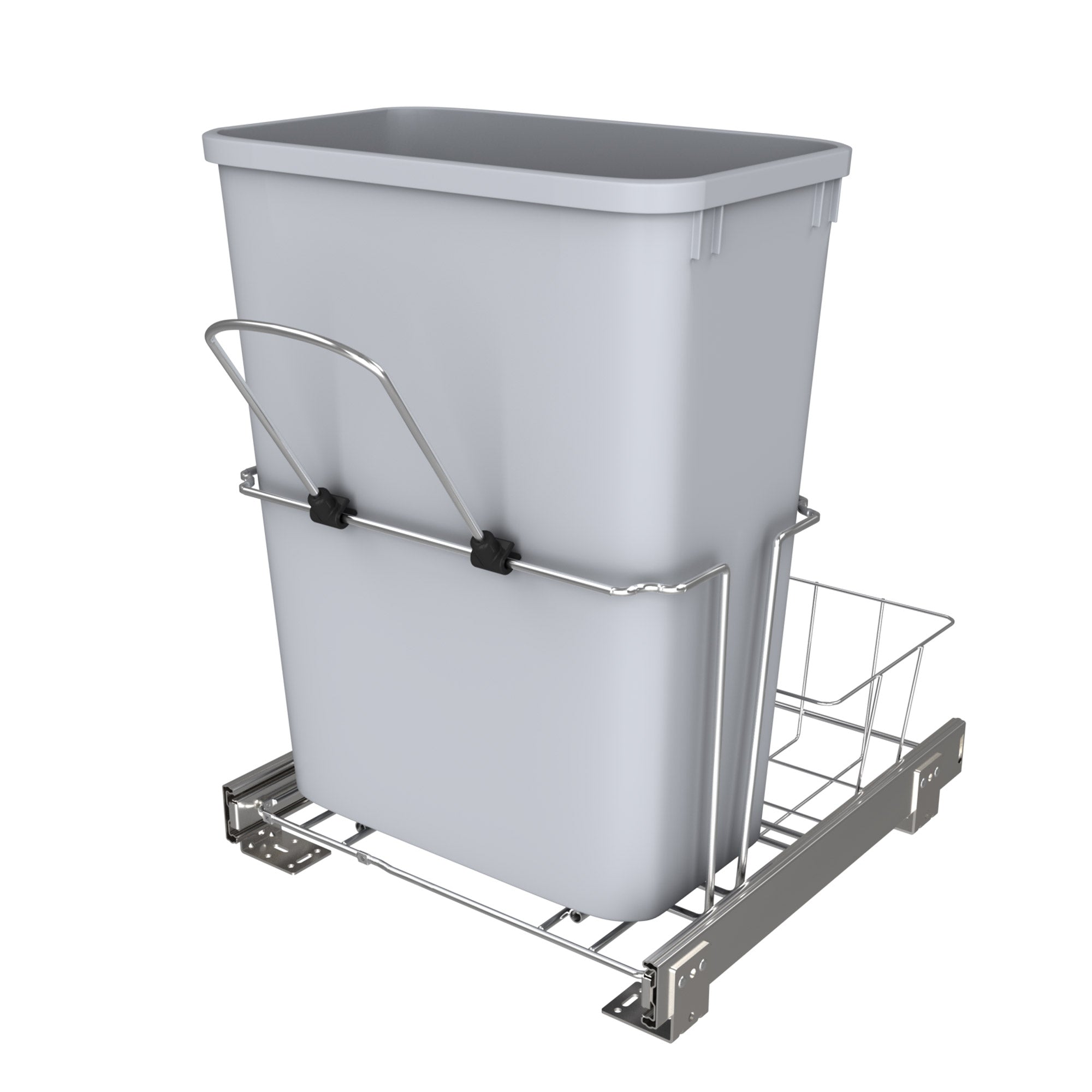 Rev-A-Shelf 32 qt. Universal Waste Container with Rear Basket, RUKD-1432RB-1 - VMInnovations