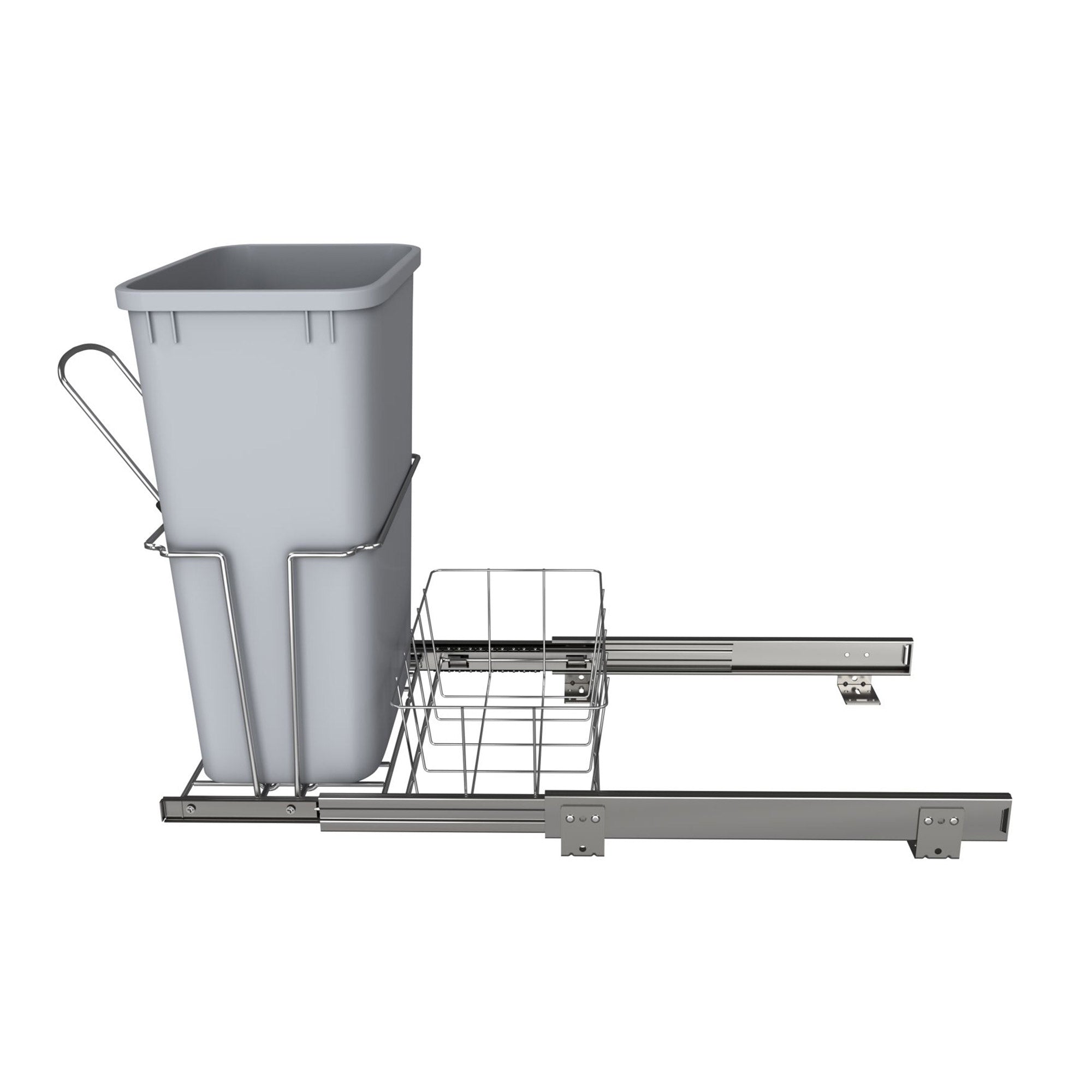 Rev-A-Shelf 32 qt. Universal Waste Container with Rear Basket, RUKD-1432RB-1 - VMInnovations