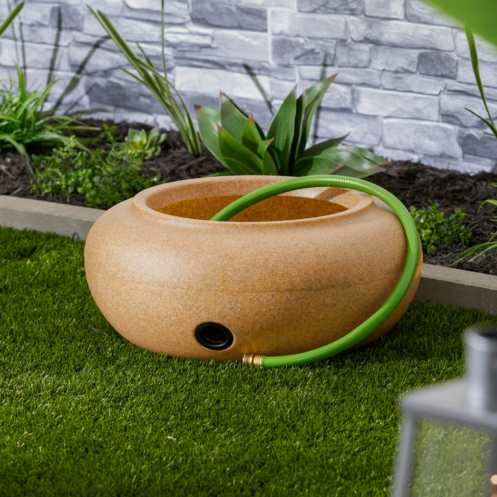 HC Companies 21 In Decorative Plastic Outdoor Garden Hose Storage Pot, Orange - VMInnovations