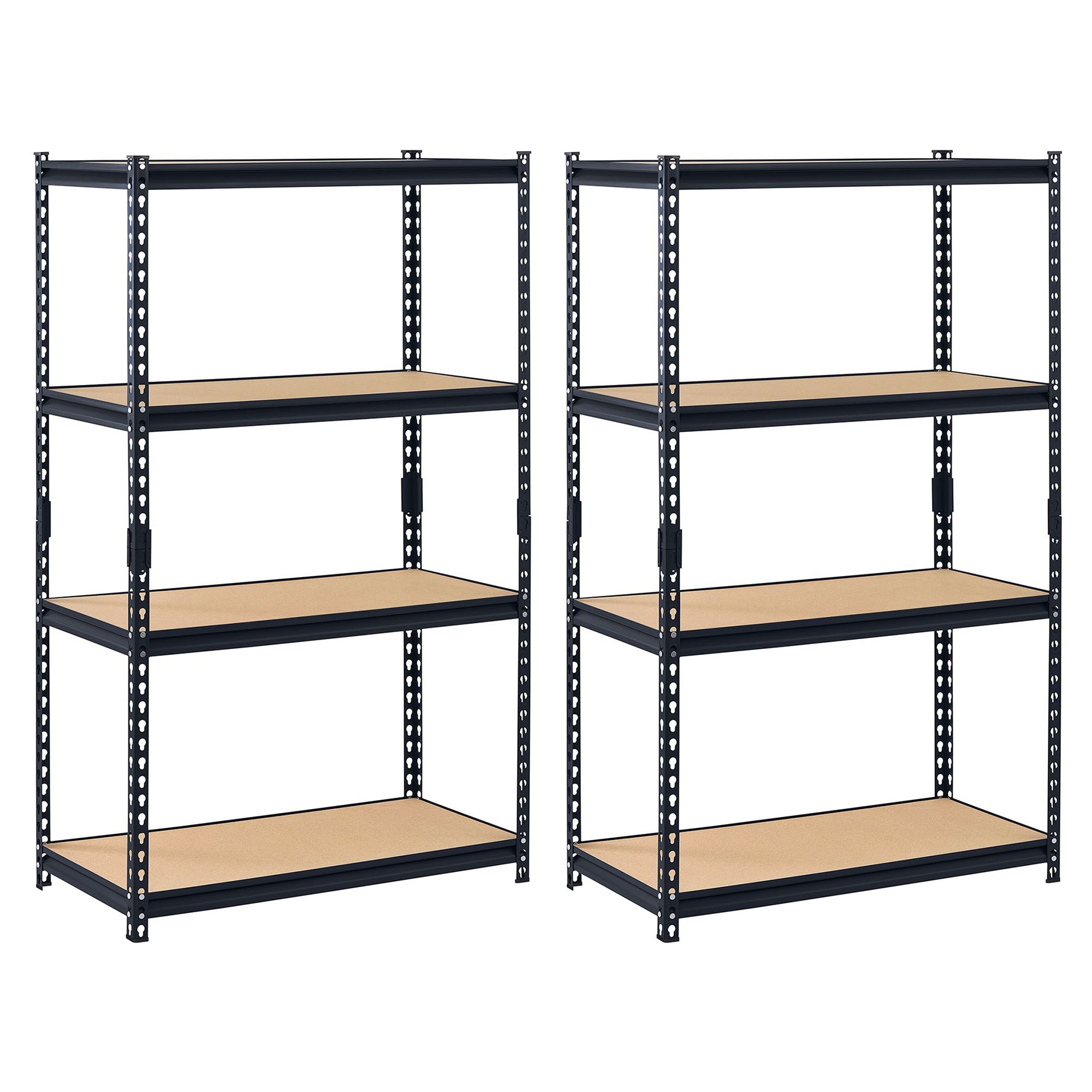Edsal Adjustable 4 Shelf Black Steel Storage Organization Shelving Unit (2 Pack)