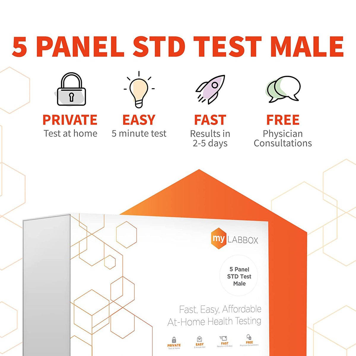 myLAB Box Safe Box Men's Health STD 5 Panel HIV Rapid Mail In At Home Test Kit - VMInnovations