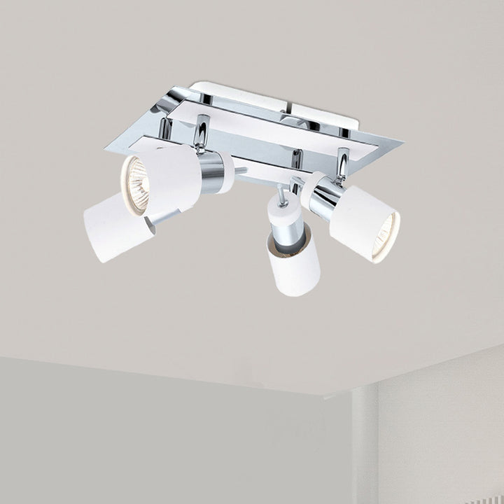 Eglo Davida 9 Inch 4 Light Semi Flush Mount Ceiling Light, Chrome and White - VMInnovations