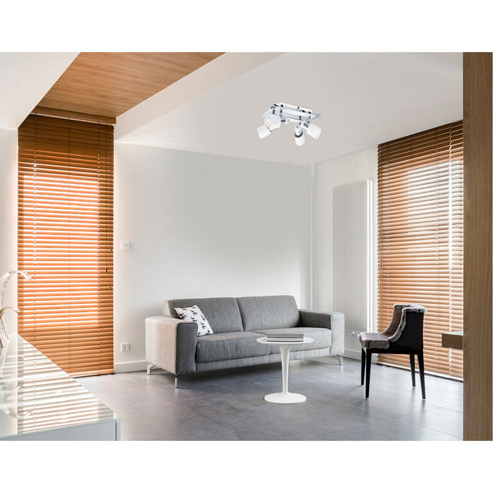 Eglo Davida 9 Inch 4 Light Semi Flush Mount Ceiling Light, Chrome and White - VMInnovations