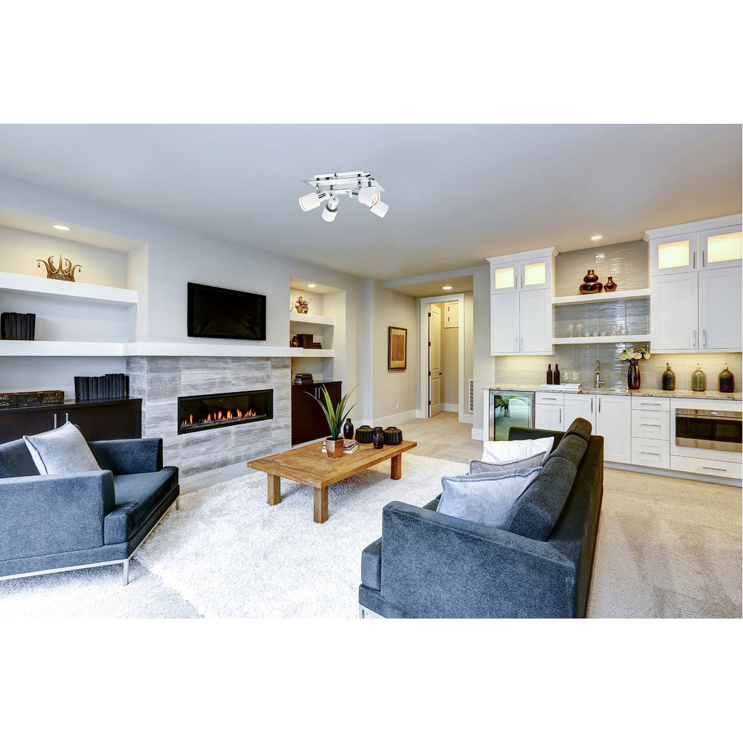 Eglo Davida 9 Inch 4 Light Semi Flush Mount Ceiling Light, Chrome and White - VMInnovations