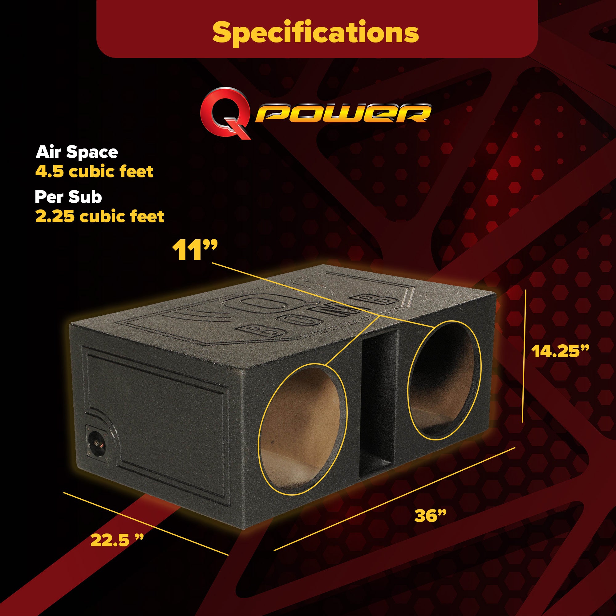 QPower 12" Dual Vented Ported Car Subwoofer Sub Box Enclosure (For Parts)