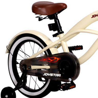 Joystar Aquaboy 14 Inch Kids Cruiser Bike w/ Training Wheels, Ages 3 to 5, Ivory