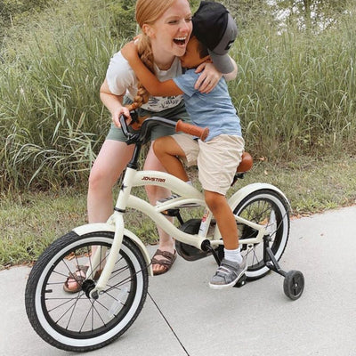 Joystar Aquaboy 14 Inch Kids Cruiser Bike w/ Training Wheels, Ages 3 to 5, Ivory