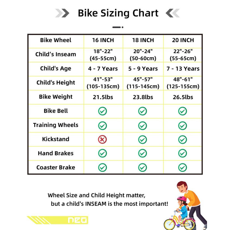 Joystar NEO BMX Kids Bike for Boys Ages 4 to 7 with Training Wheels, 16", Black