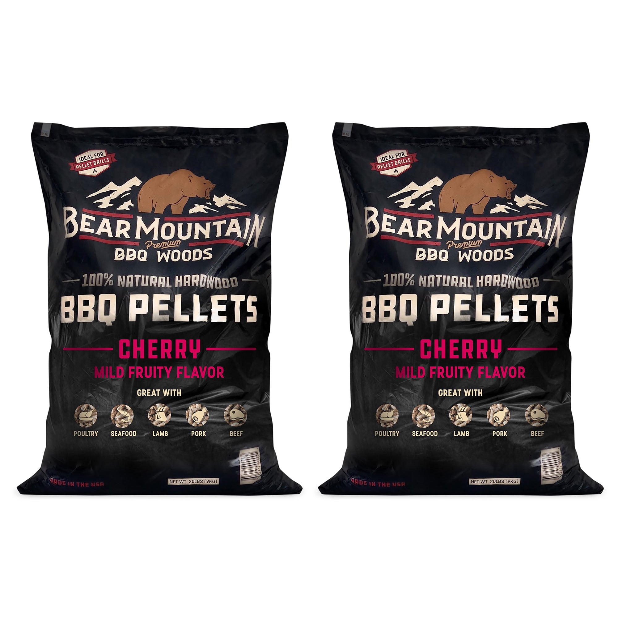 Bear Mountain BBQ All Natural Hardwood Cherry Smoker Pellets, 20 lbs (2 Pack) - VMInnovations
