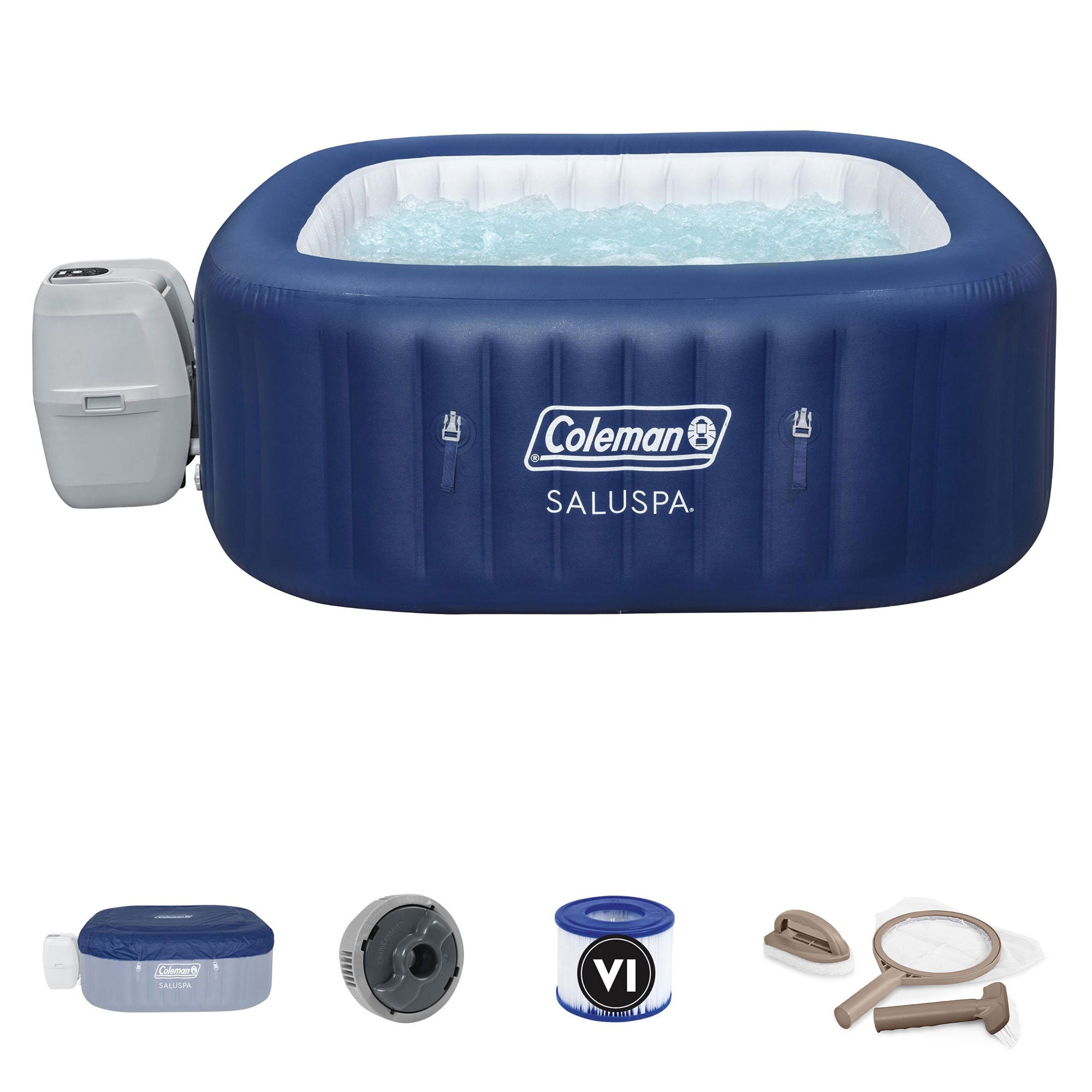 Coleman SaluSpa Inflatable Hot Tub Spa w/Intex PureSpa Hot Tub Maintenance Kit - VMInnovations