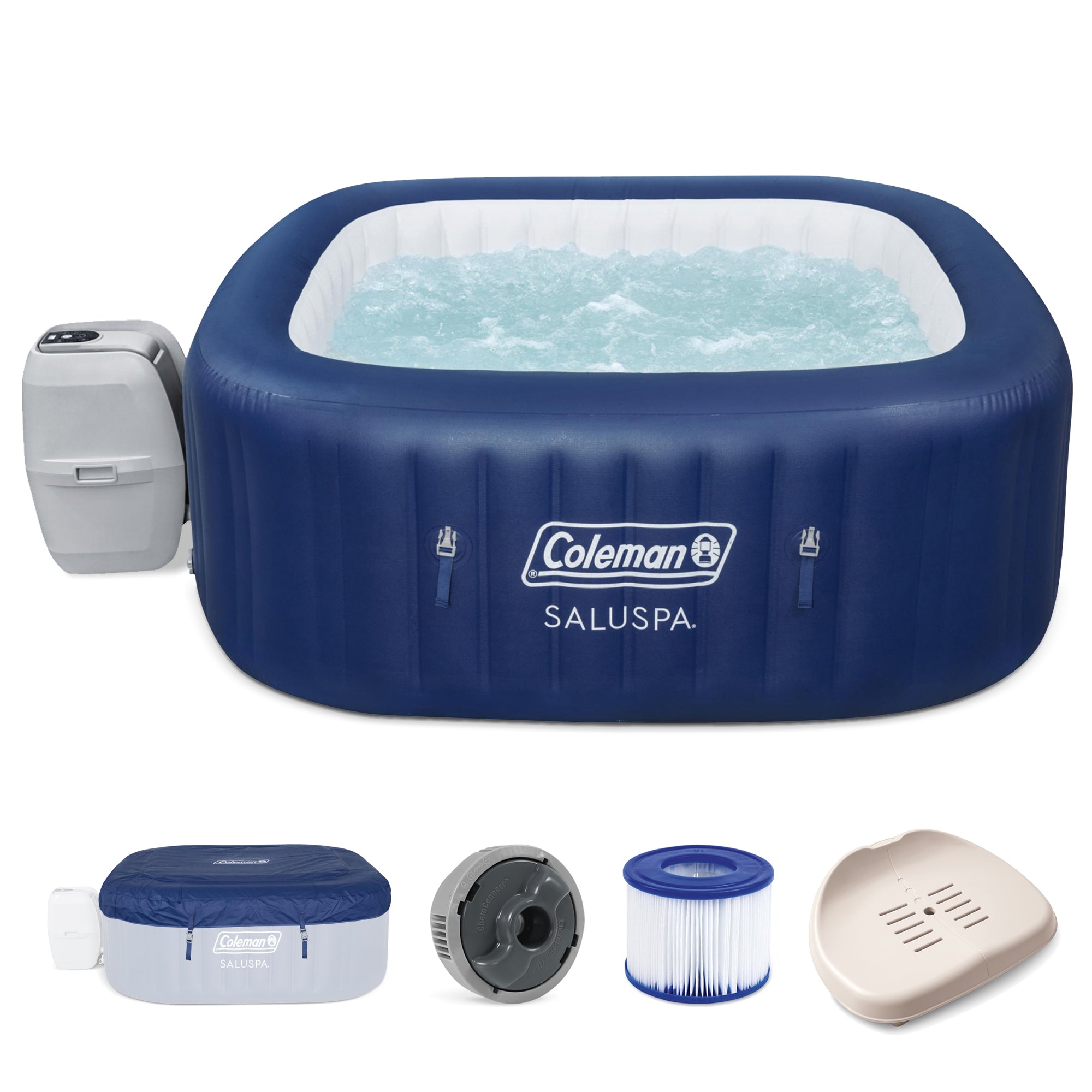 Coleman SaluSpa Inflatable Hot Tub Spa with PureSpa Inflatable Seat Accessory