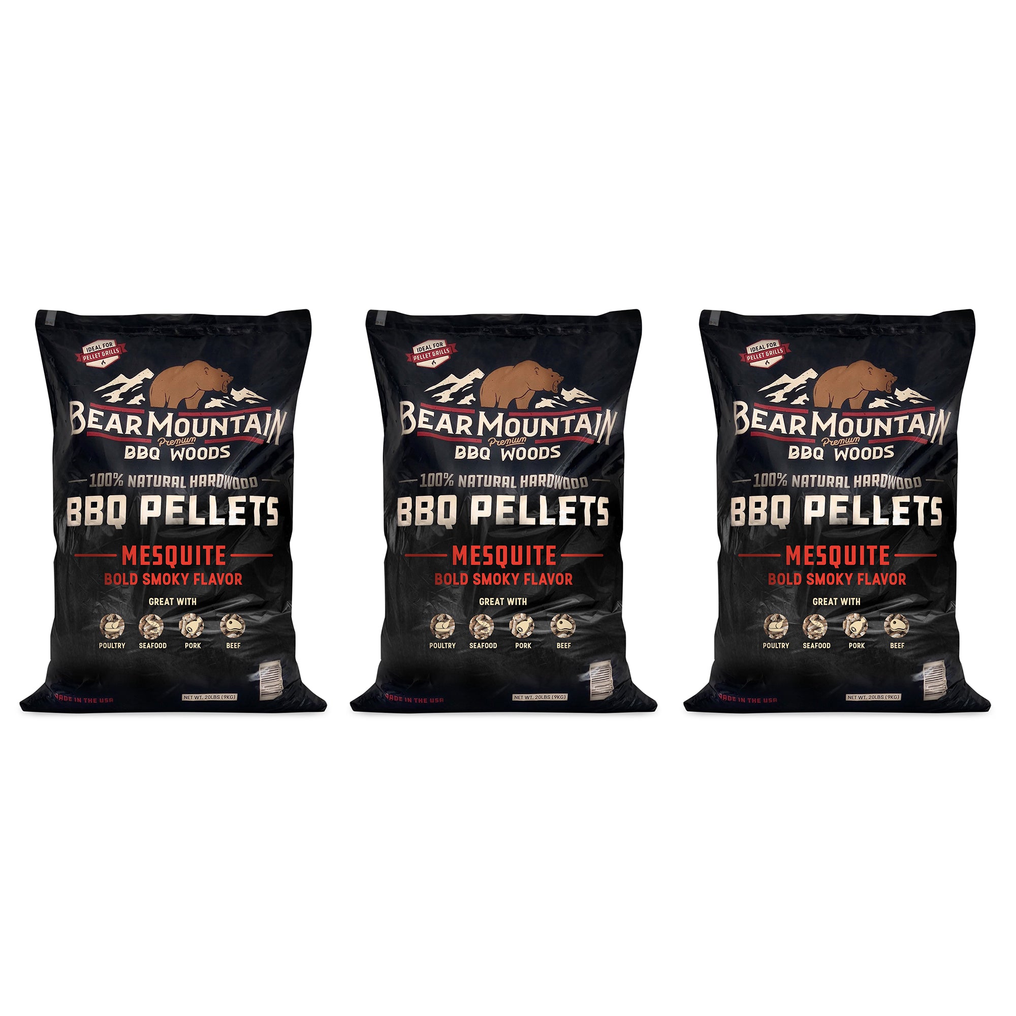 Bear Mountain BBQ Premium All Natural Hardwood Mesquite Smoker Pellets (3 Pack) - VMInnovations