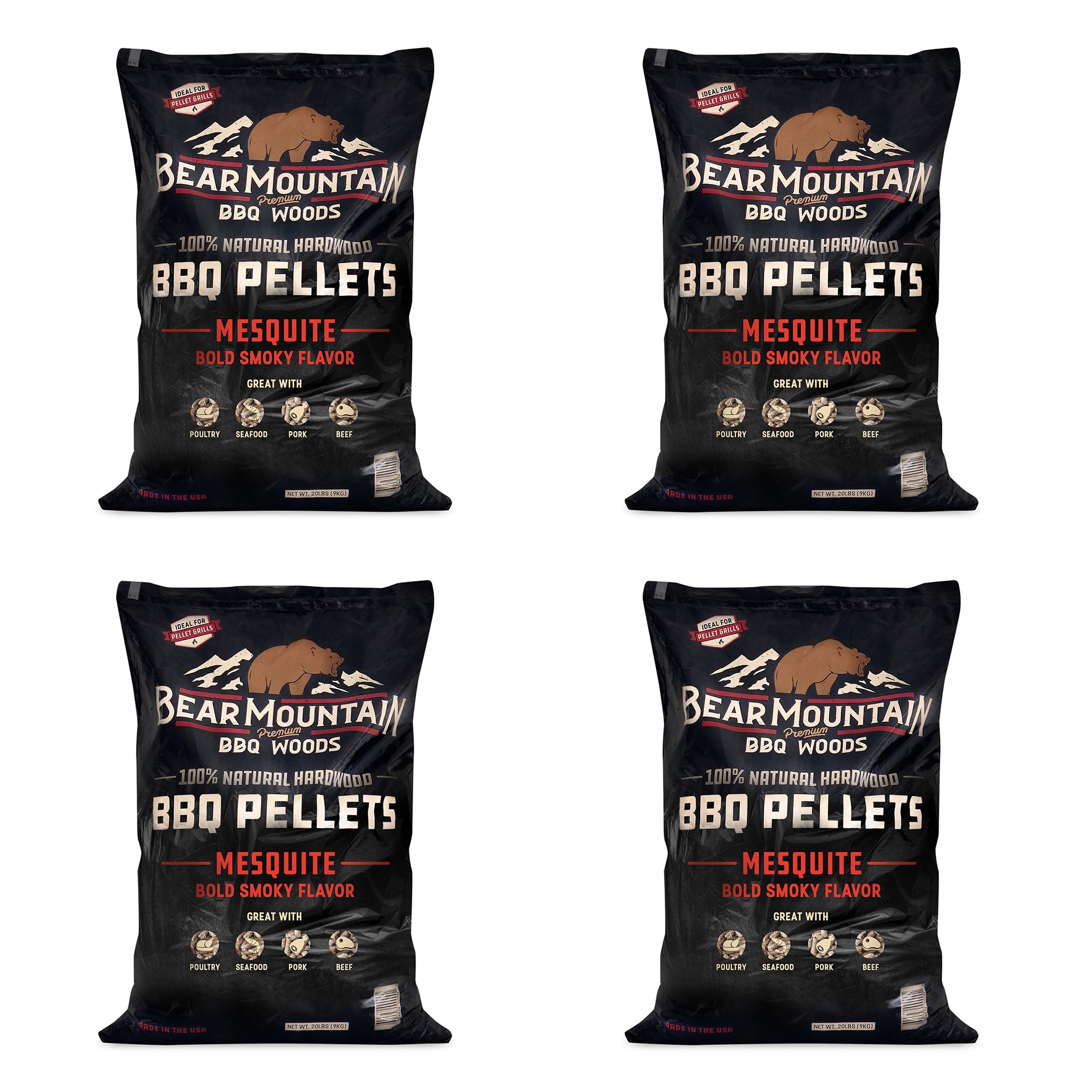 Bear Mountain BBQ Premium All Natural Hardwood Mesquite Smoker Pellets (4 Pack) - VMInnovations