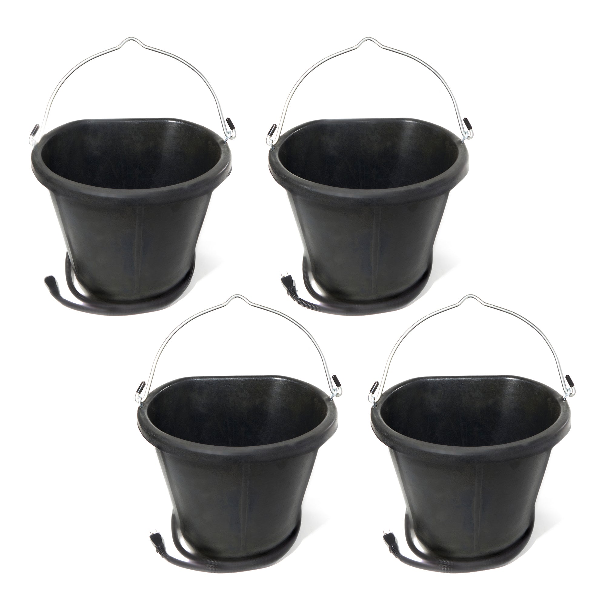 Farm Innovators 18 Qt Rubber Flat Back Heated Bucket w/ Guard, 90 Watt (4 Pack) - VMInnovations