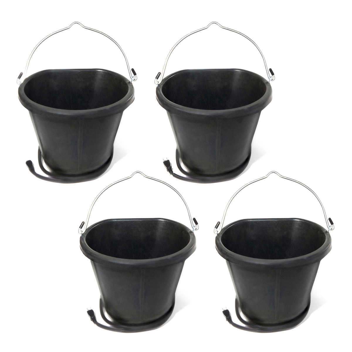 Farm Innovators 18 Qt Rubber Flat Back Heated Bucket w/ Guard, 90 Watt (4 Pack) - VMInnovations
