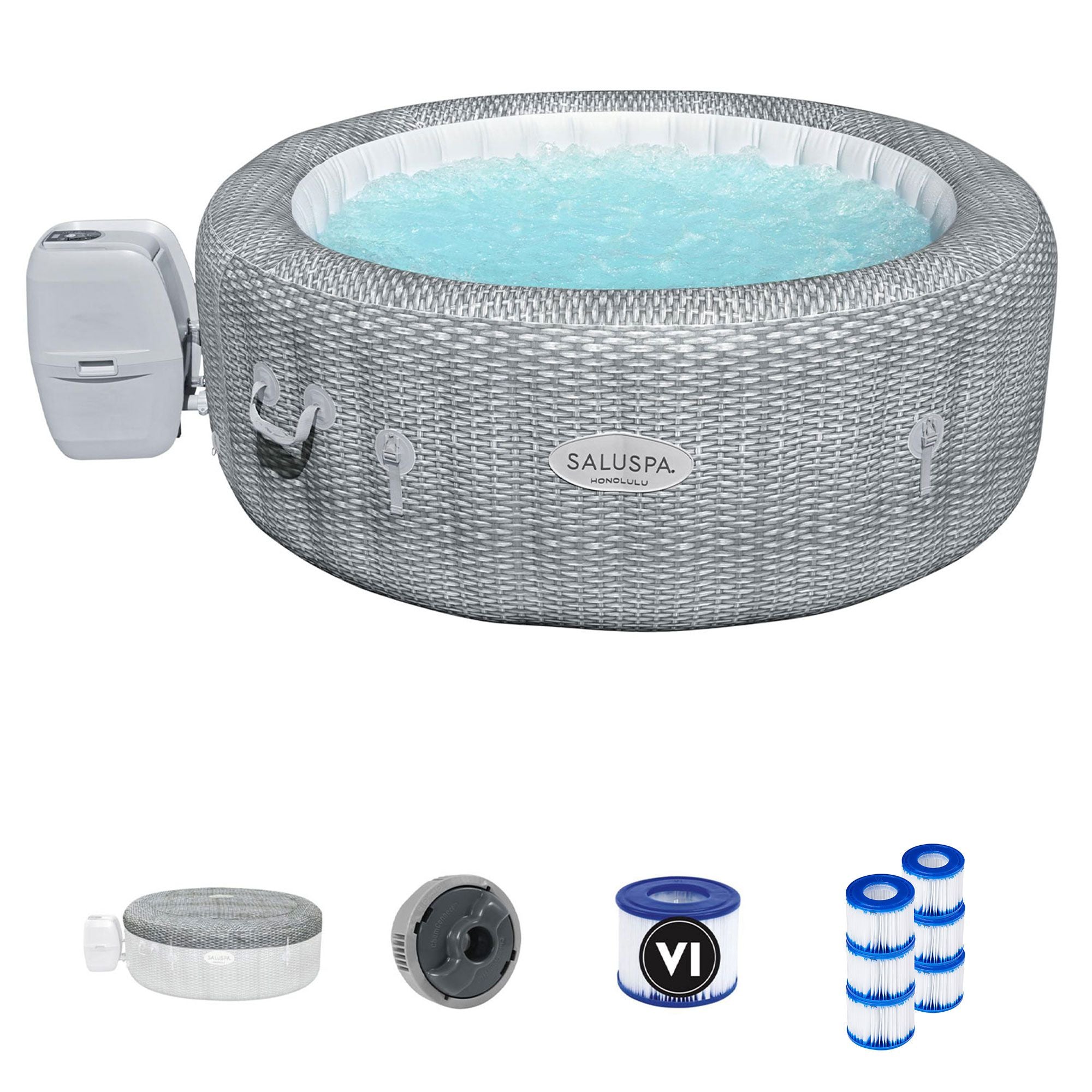 Bestway SaluSpa AirJet Honolulu Hot Tub and 3 Coleman Type VI Filter Cartridges - VMInnovations