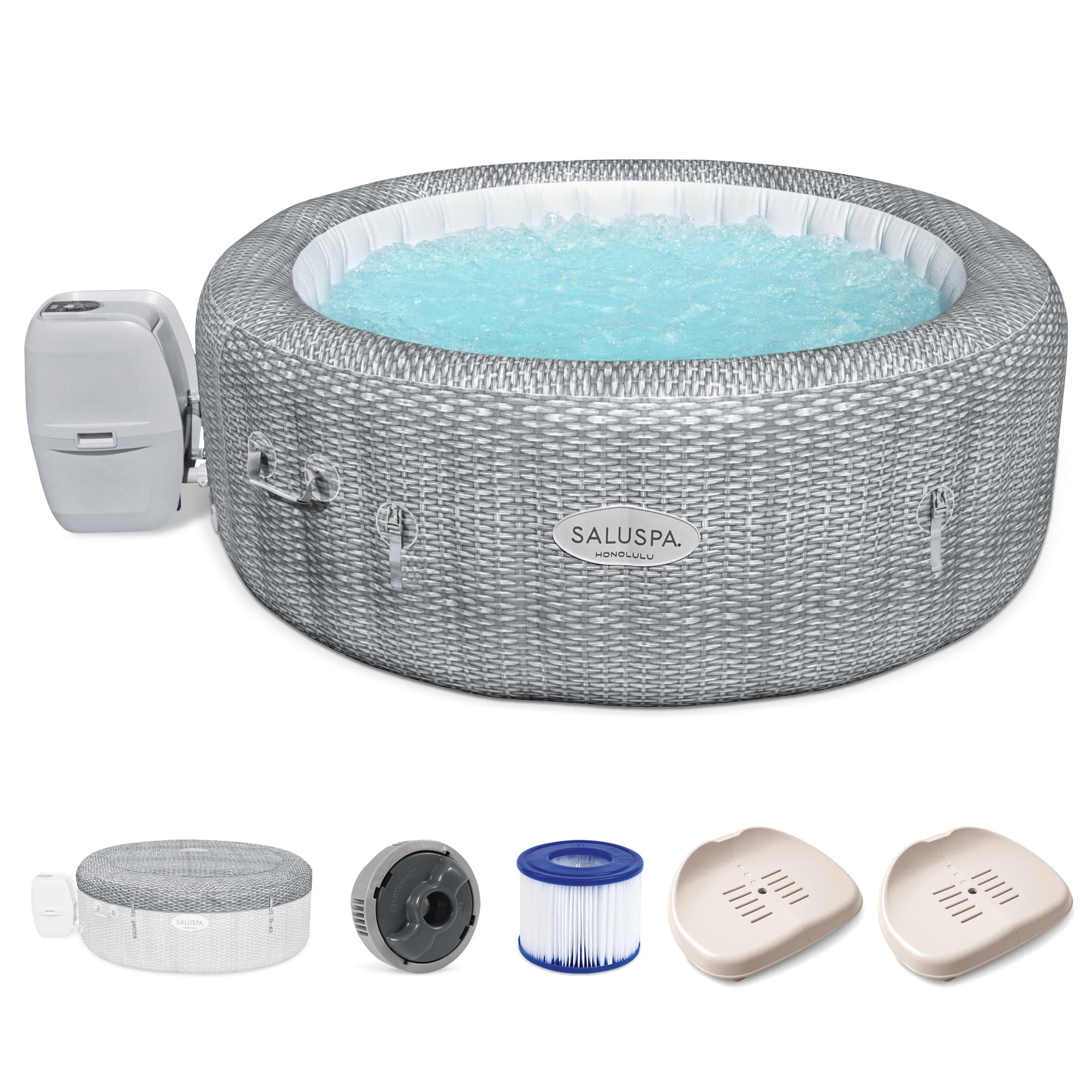 Bestway SaluSpa AirJet Honolulu Hot Tub and 2 Pack of PureSpa Removeable Seats
