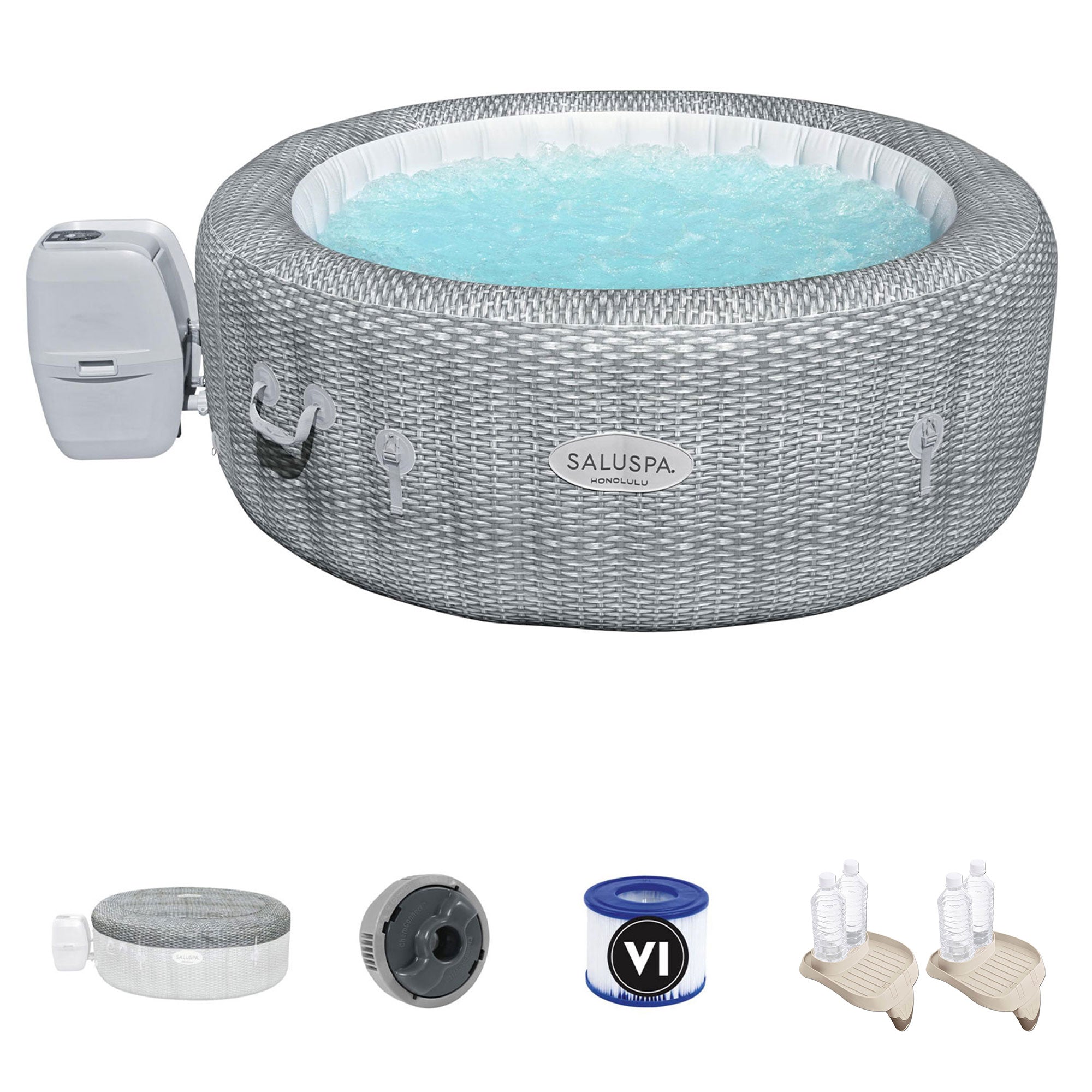 Bestway SaluSpa AirJet Honolulu Hot Tub with 2 PureSpa Cup Holder Drink Trays