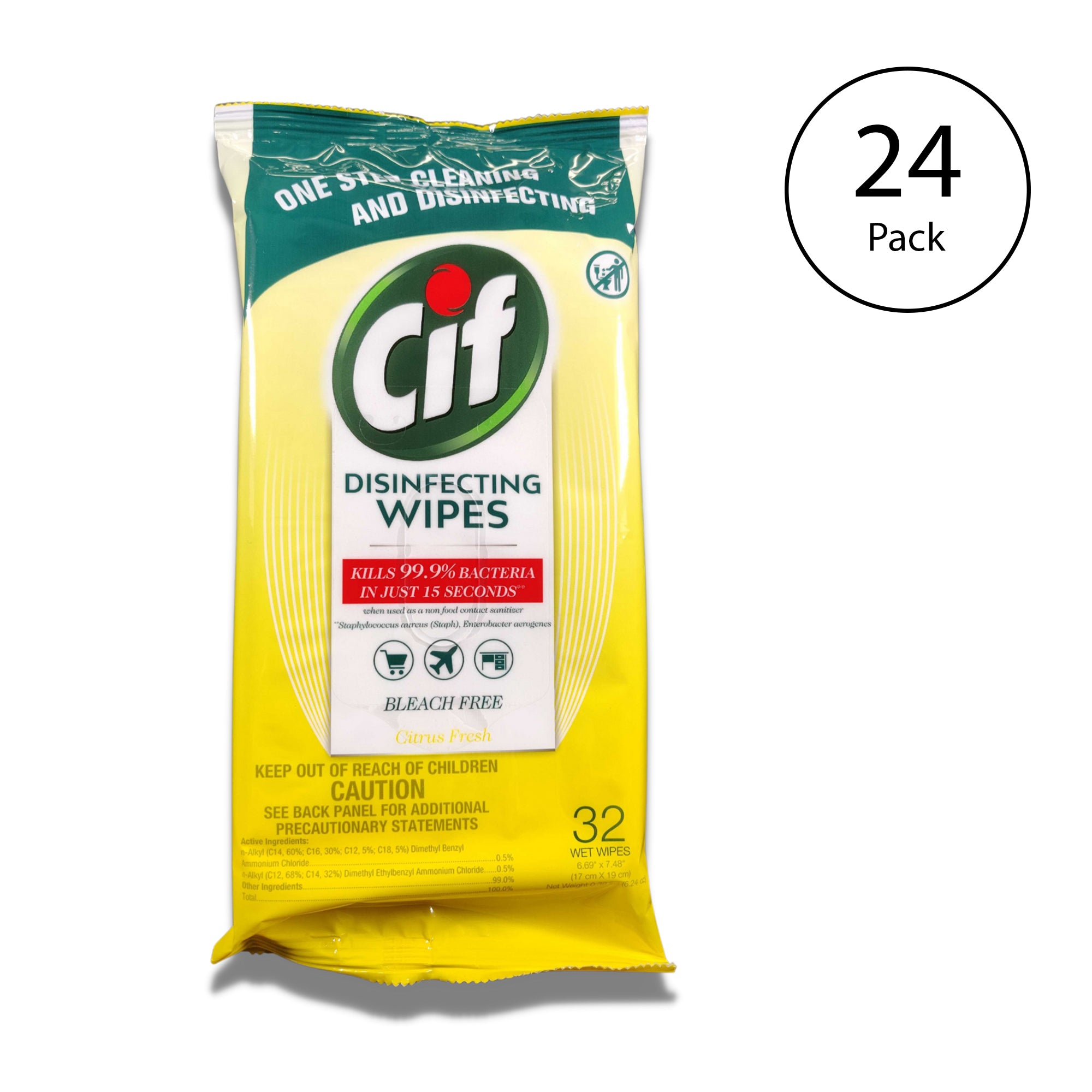 Fine Life Products Cif Multi Surface Disinfecting Wet Wipes, 32 Count (24 Pack)