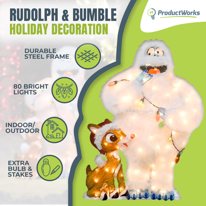 ProductWorks 32" Rudolph & Bumble Indoor/Outdoor Festive Decoration (For Parts)