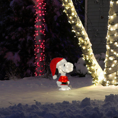 ProductWorks 18 Inch Pre-Lit LED Snoopy Santa Indoor/Outdoor Holiday Decoration