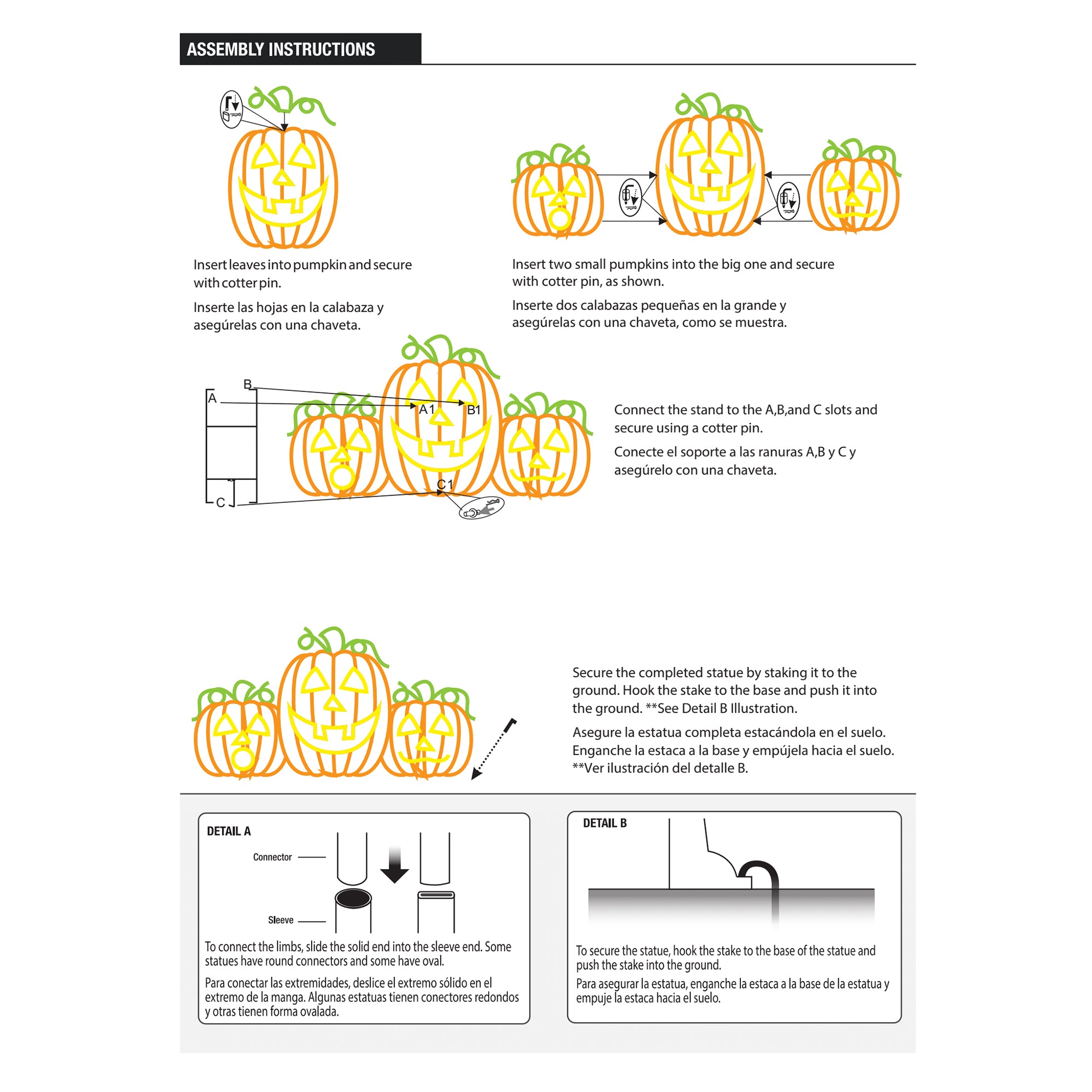 ProductWorks Pro Line LED Jack-O-Lanterns Halloween Yard Decoration (2 Pack) - VMInnovations