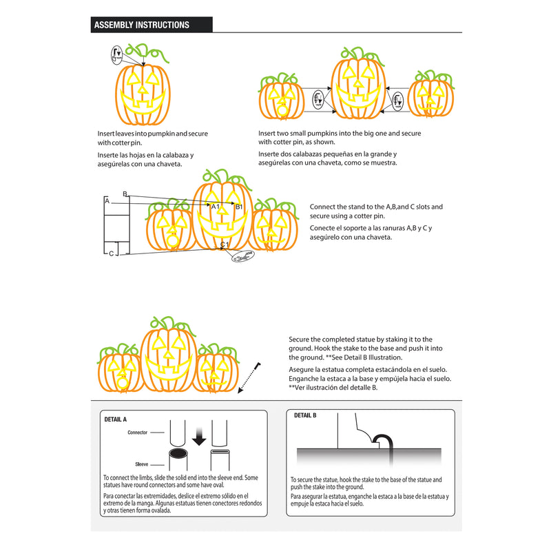 ProductWorks Pro Line LED Jack-O-Lanterns Halloween Yard Decoration Pumpkins