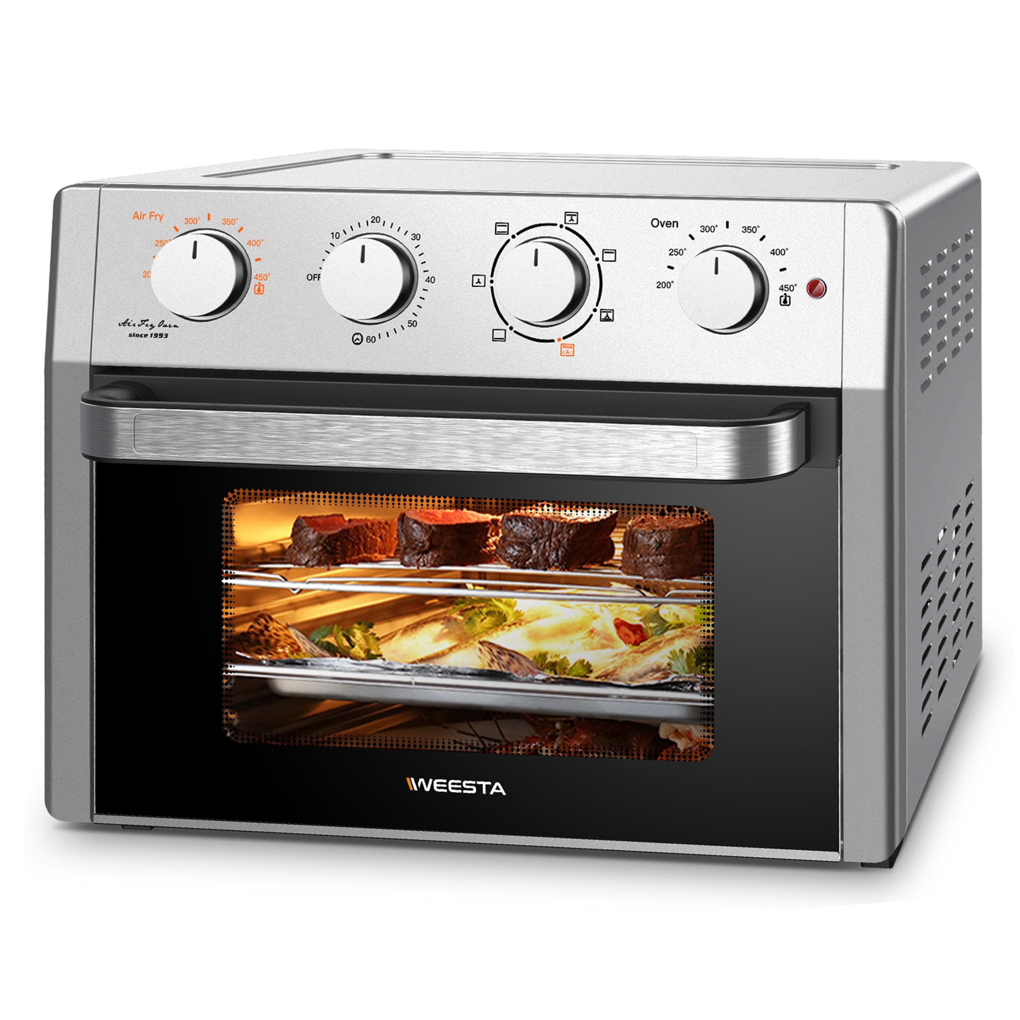 WEESTA KA23W 24 Quart Large Countertop Air Fryer Convection Oven Combo, Silver