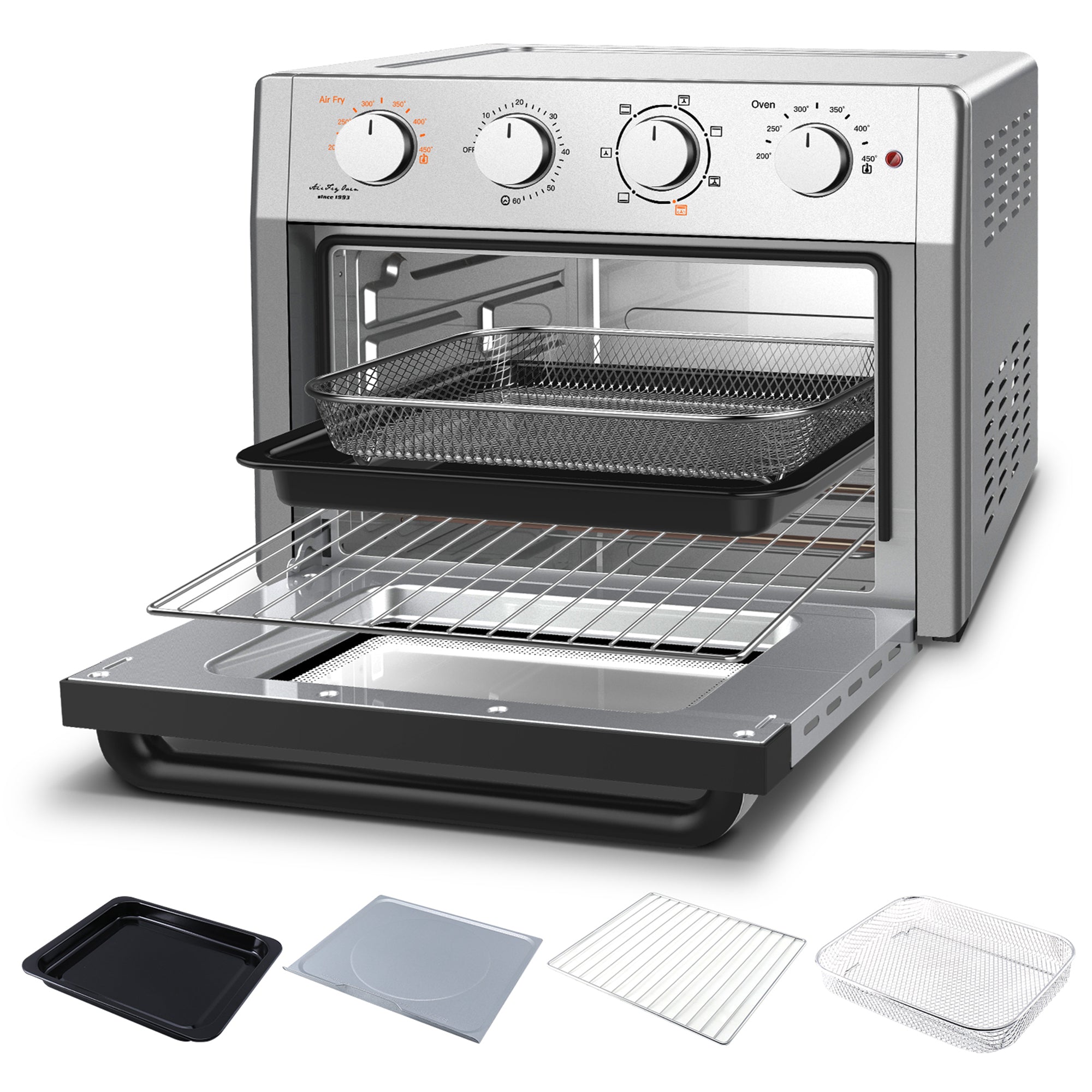 WEESTA KA23W 24 Quart Large Countertop Air Fryer Convection Oven Combo, Silver