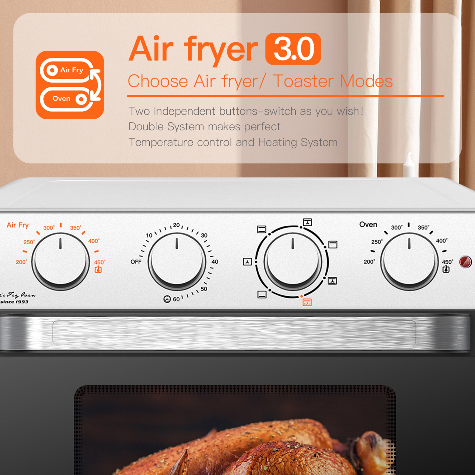WEESTA KA23W 24 Quart Large Countertop Air Fryer Convection Oven Combo, Silver