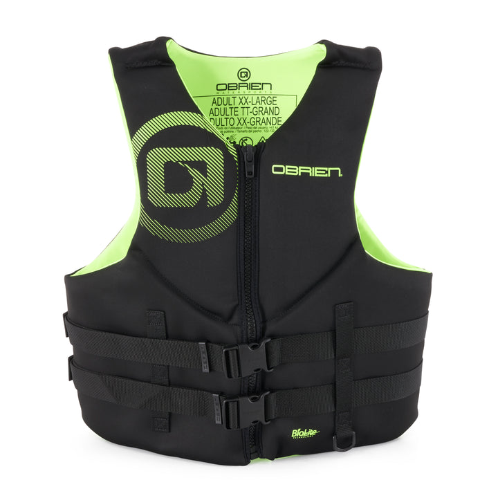 O'Brien Mens Traditional Lightweight Front Zip BioLite Life Jacket, 2XL, Yellow - VMInnovations