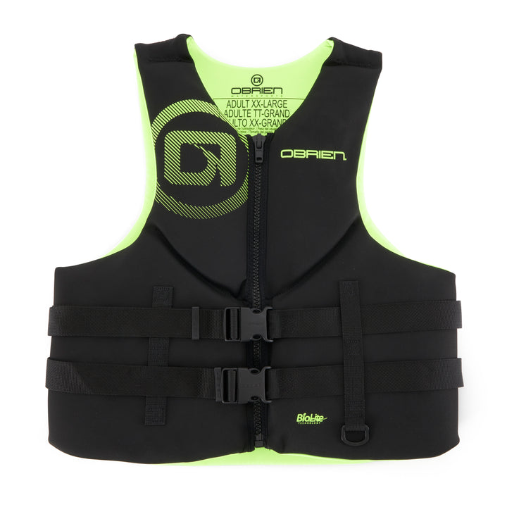 O'Brien Mens Traditional Lightweight Front Zip BioLite Life Jacket, 2XL, Yellow - VMInnovations