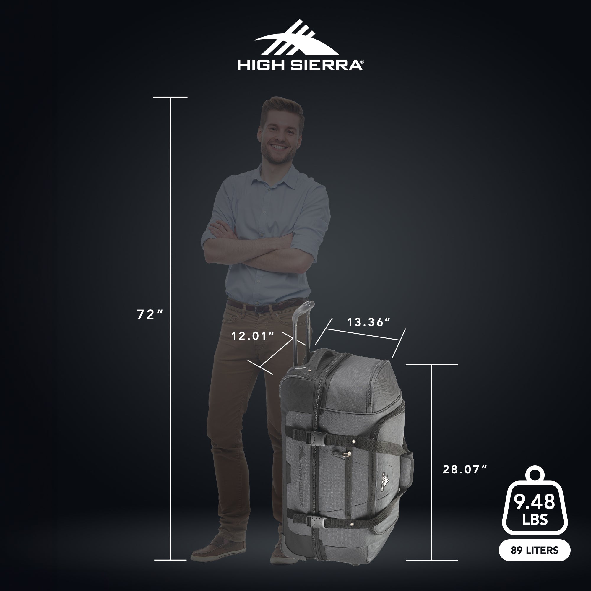 Fairlead 28in Drop Bottom Wheeled Duffel Bag with Handle,Mercury (Open Box) - VMInnovations