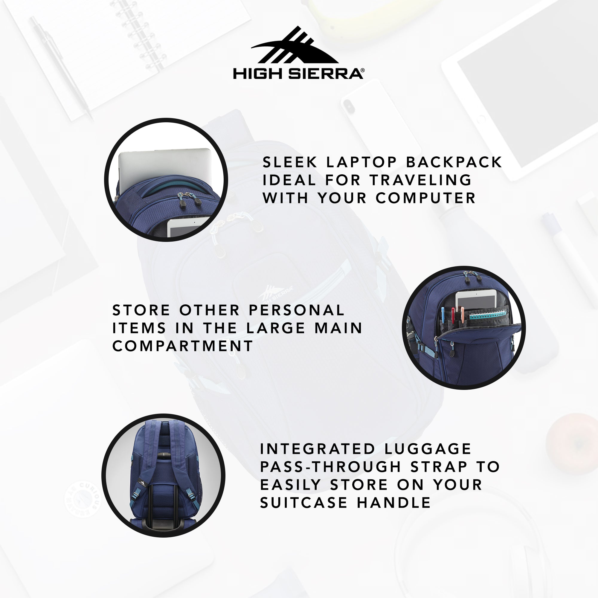 High Sierra Fairlead Computer Laptop Travel Backpack w/Zipper Closure (Open Box) - VMInnovations