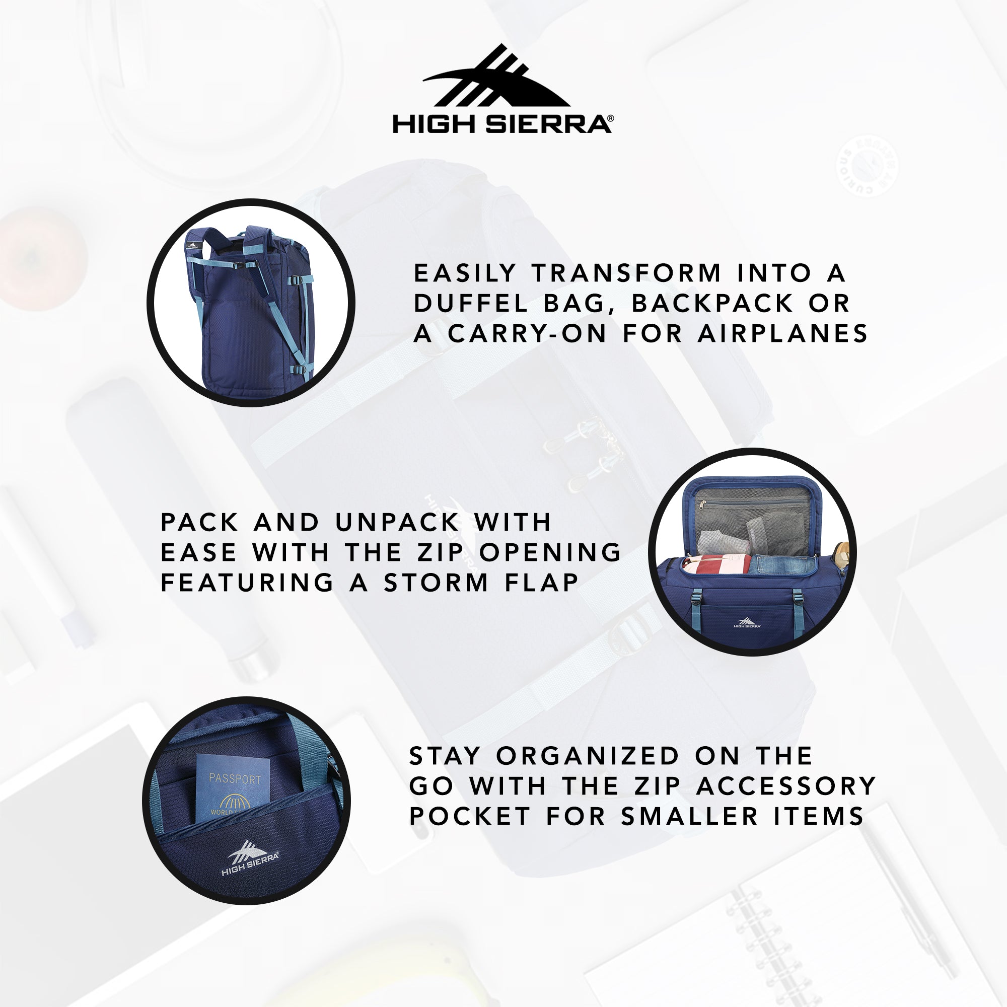 Fairlead Zipper Closure Travel Duffel Backpack w/ Handle (Used) - VMInnovations
