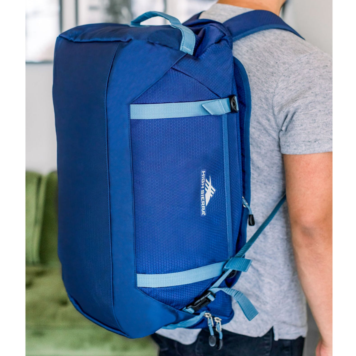 High Sierra Fairlead Zipper Closure Travel Duffel Backpack with Handle, Blue - VMInnovations