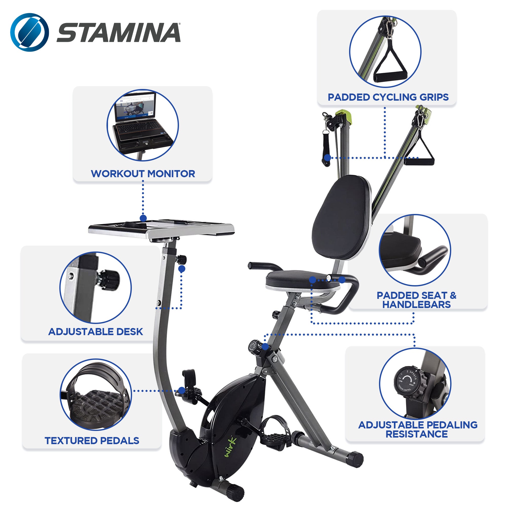 85-2449 Wirk Ride Exercise Bike Workstation & Standing Desk (Used) - VMInnovations