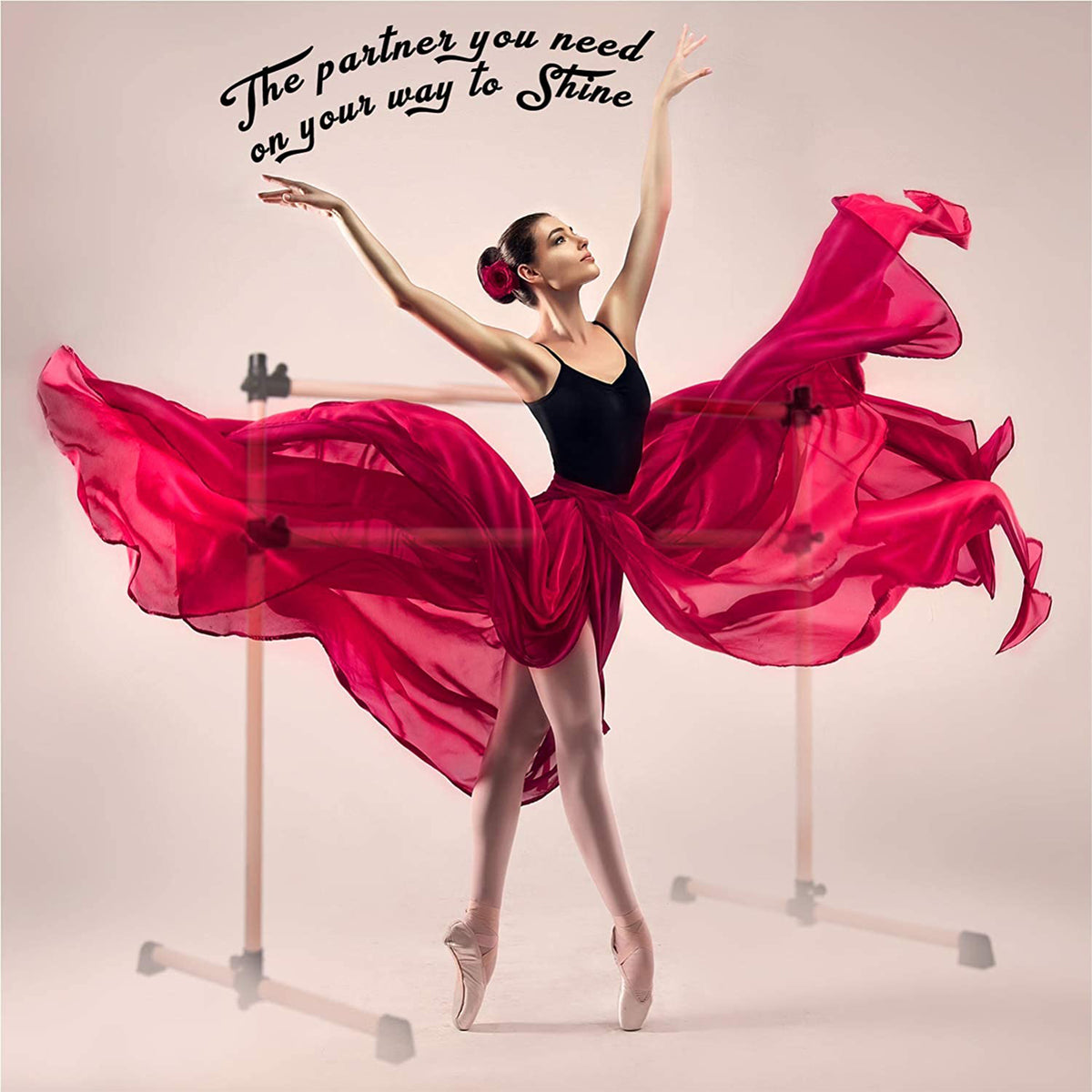 Yes4All 7 Foot Portable Aluminum Freestanding Premium Ballet Barre, Rose Gold