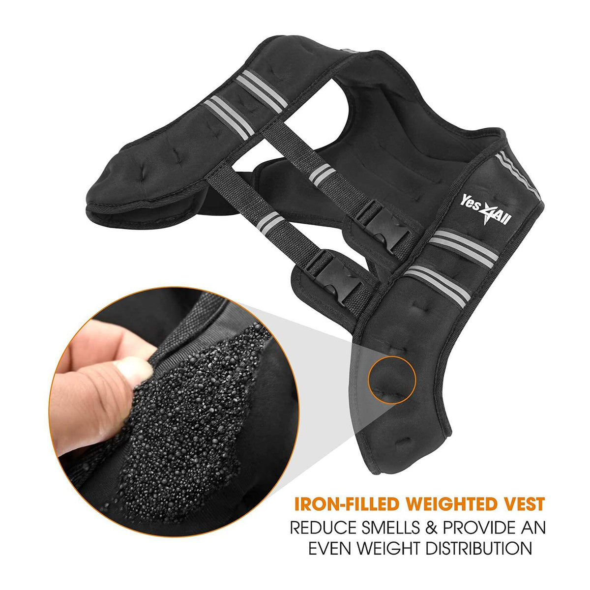 Yes4All Unisex 10 Pound Weighted Strength Training Vest w/Ankle Weights, Black