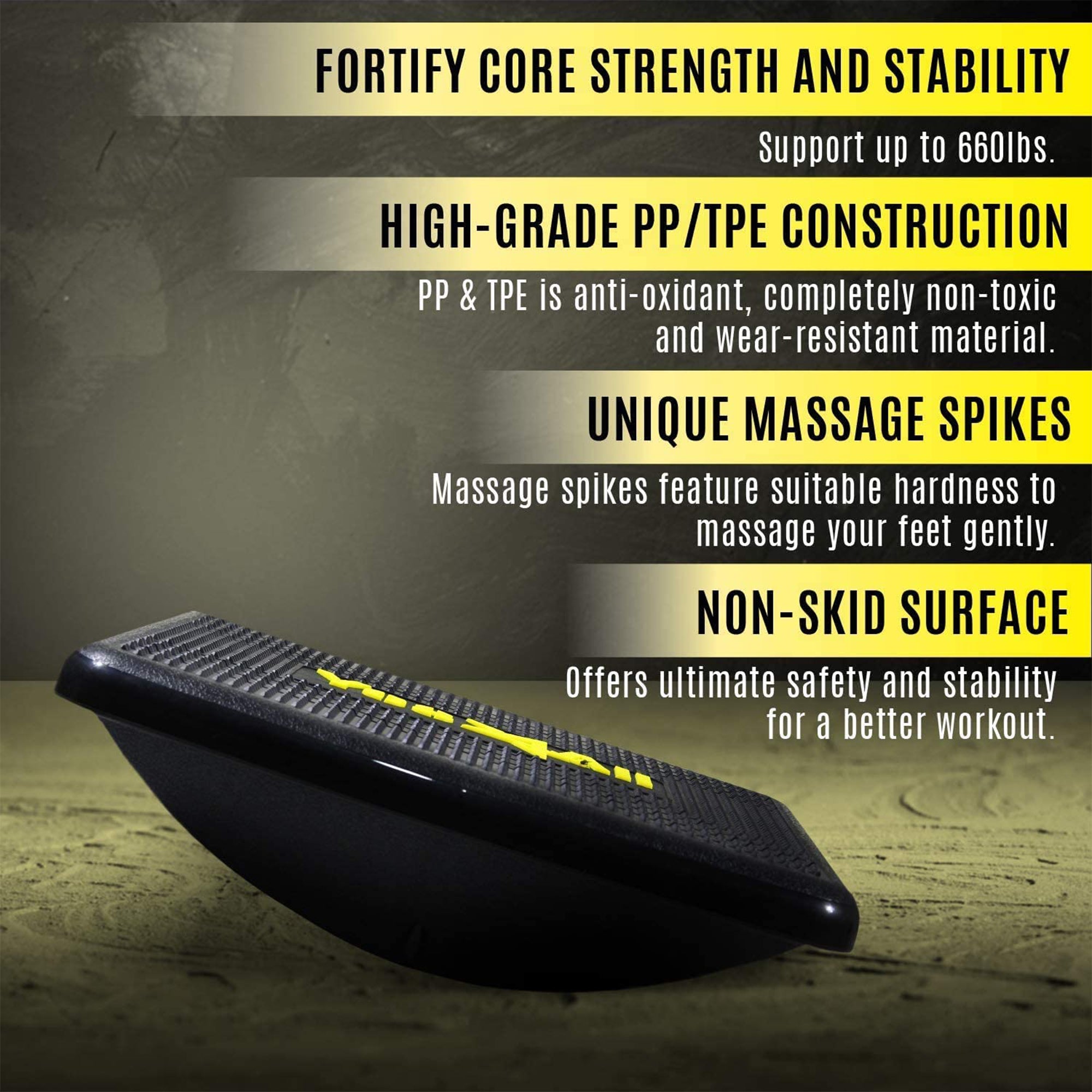 Yes4All 14.5 Inch Professional Exercise Balance Rocker & Foot Rest Board, Black