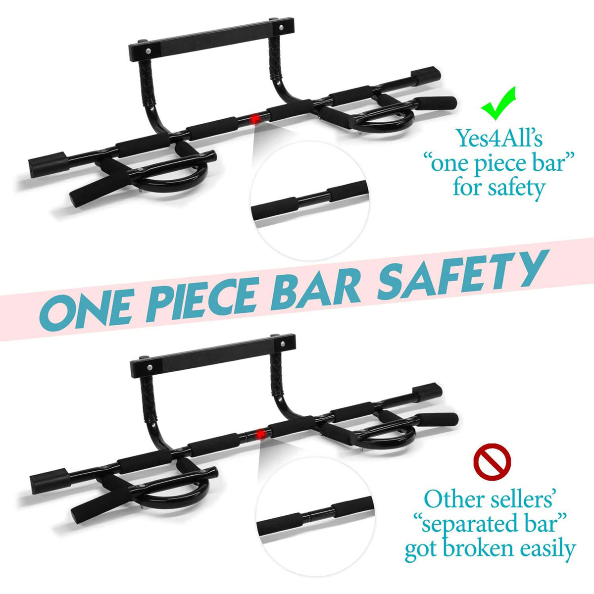 Yes4All Deluxe Home Fitness Exercise 1 Piece Construction Doorway Chin Up Bar