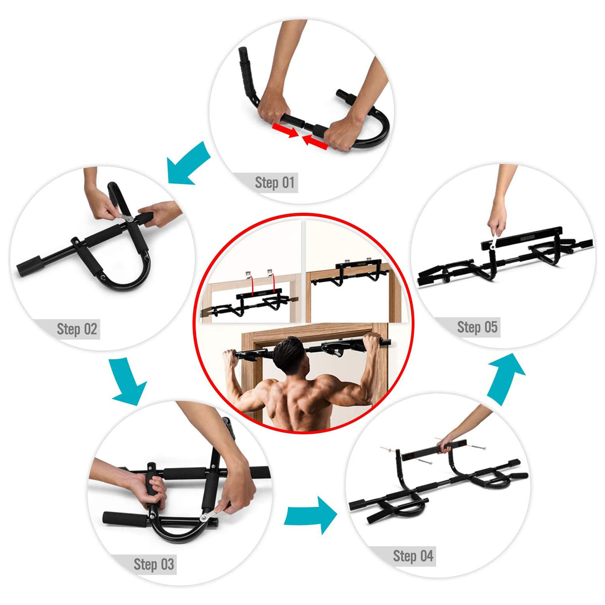 Yes4All Deluxe Home Fitness Exercise 1 Piece Construction Doorway Chin Up Bar
