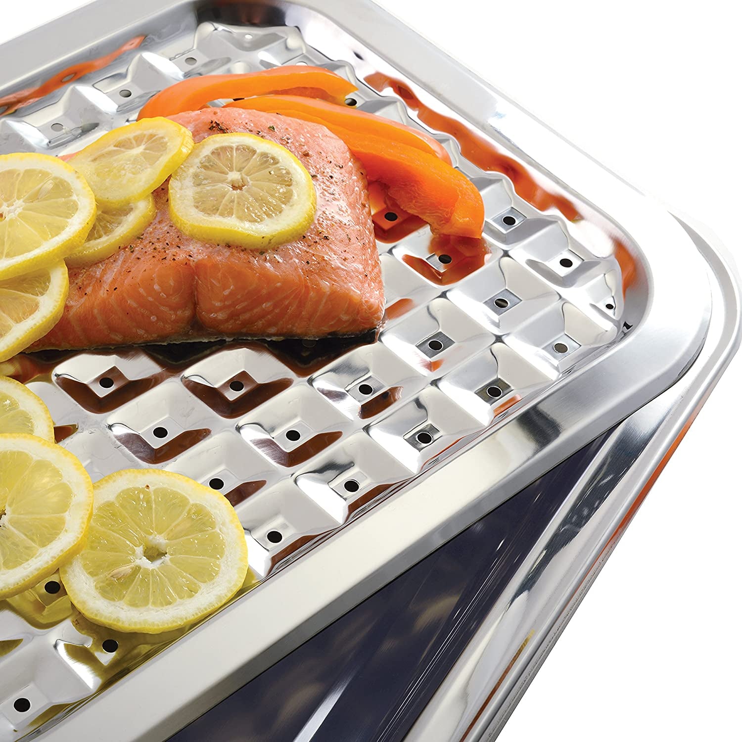Norpro 2 Piece Stainless Steel Oven Roasting Broil Pan and Drip Tray (Open Box) - VMInnovations