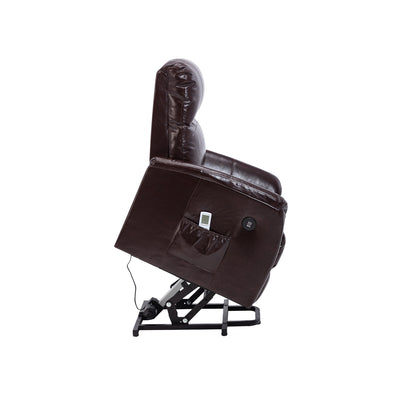 LifeSmart Power Lift and Recline Massage Chair with Heating and USB, Chocolate