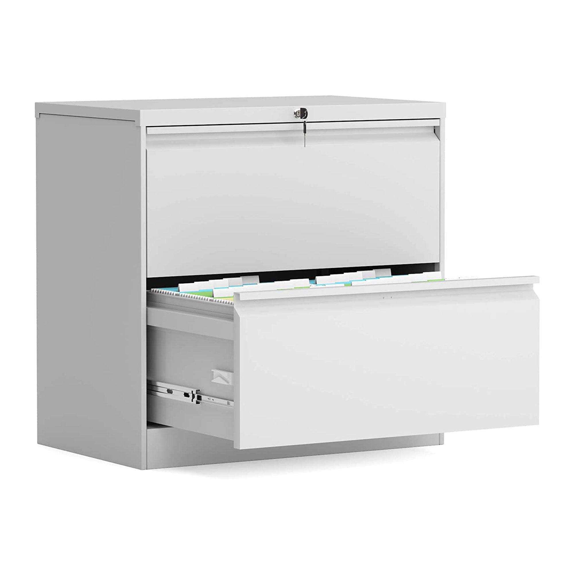Aobabo 28.25 Inch Locking 2 Drawer Metal Office Storage Filing Cabinet, White - VMInnovations
