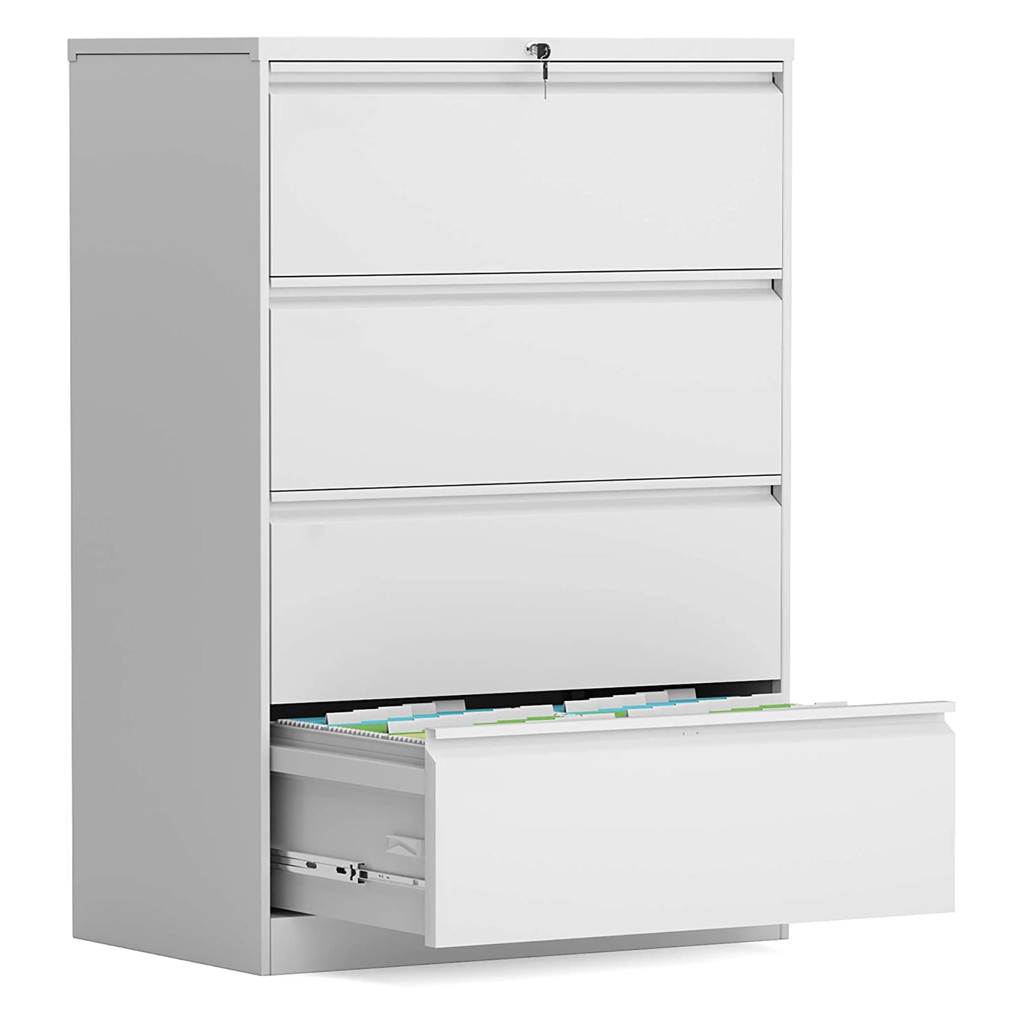 AOBABO 4 Drawer File Cabinet w/Lock for Letter Sized Paper, White (Open Box) - VMInnovations