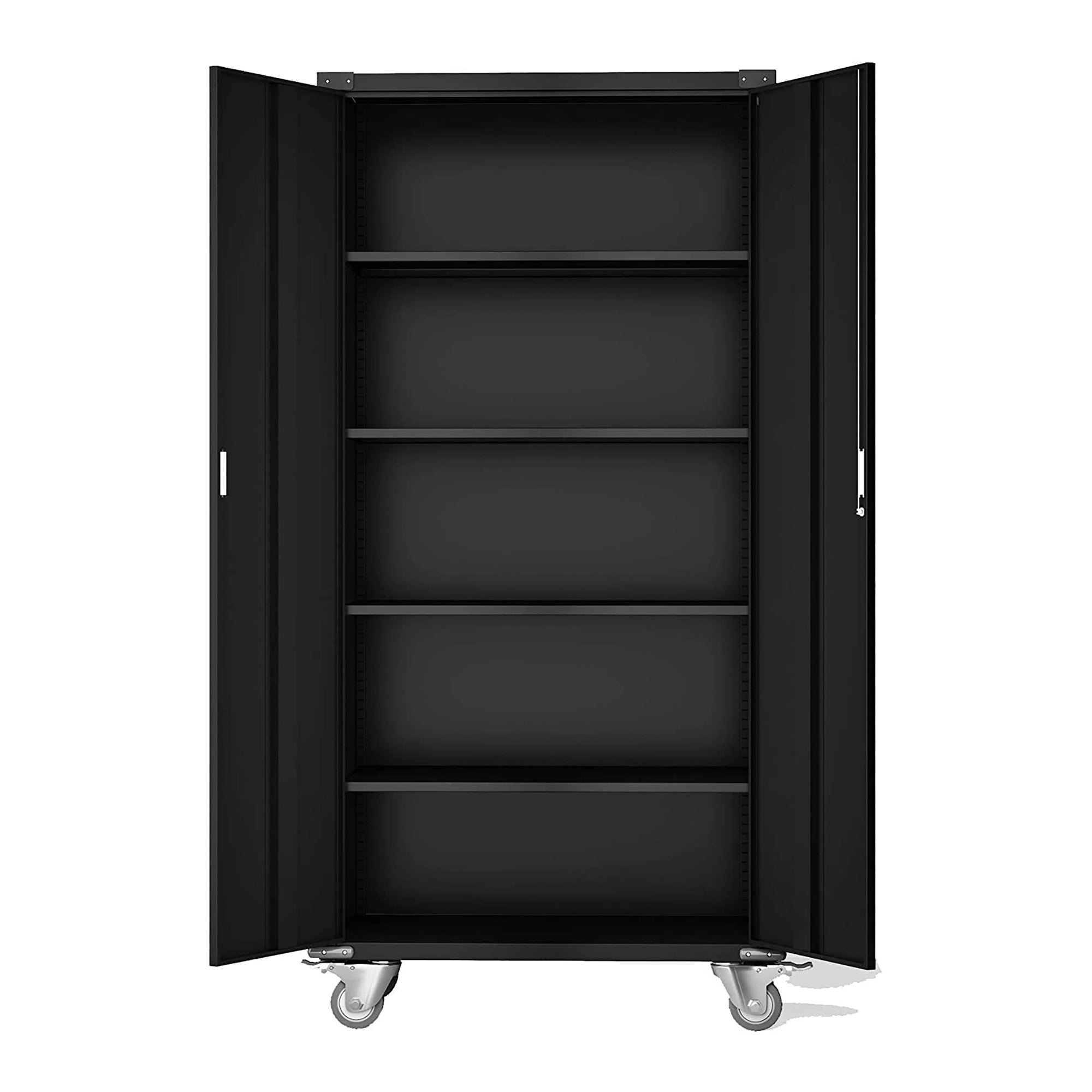 Aobabo 72 Inch Rolling Locking Storage Cabinet with Adjustable Shelves, Black