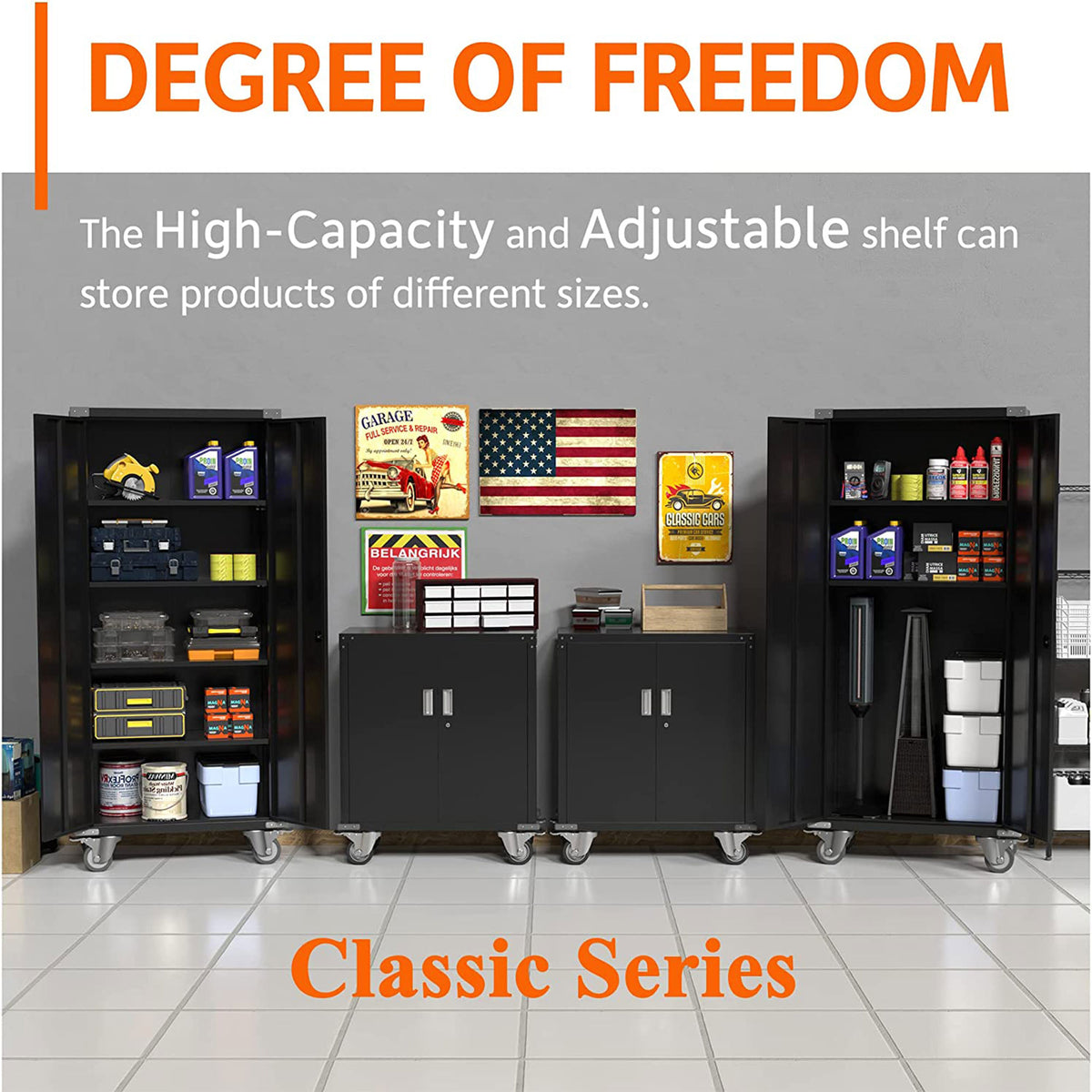 Aobabo 72" Locking Storage Cabinet with Adjustable Shelves, Black (Open Box)